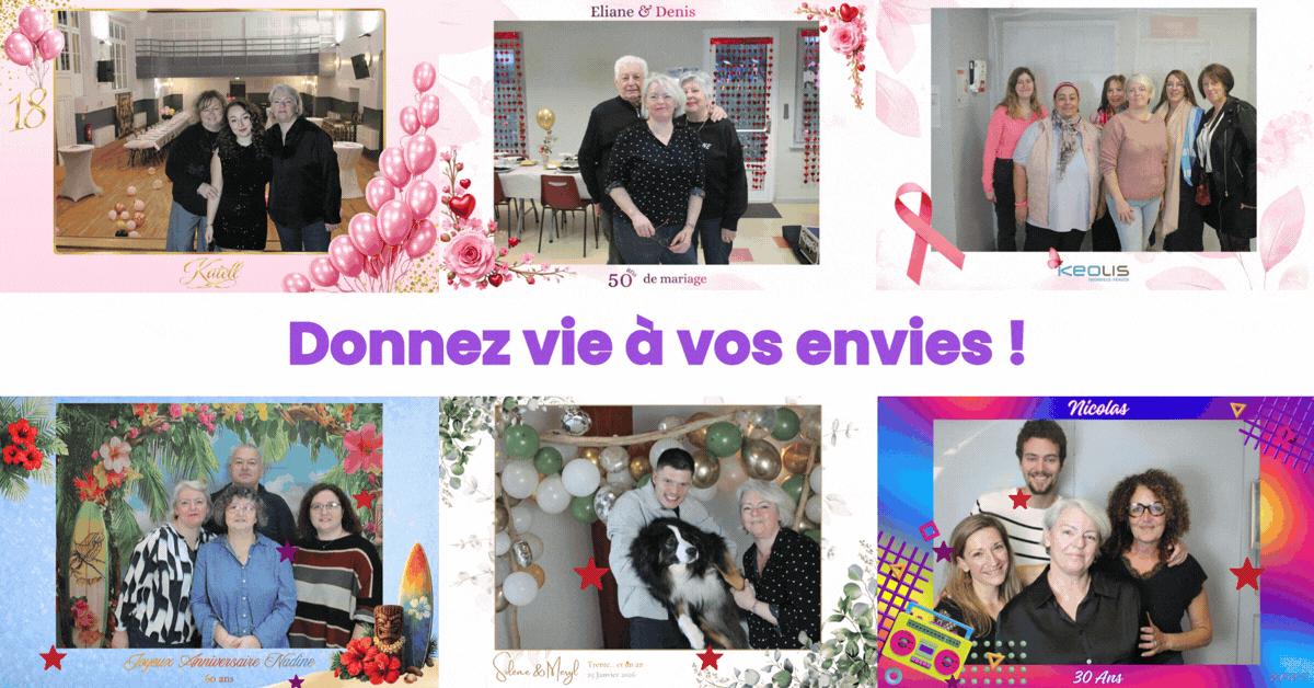 Créations faites par Estelle Photobooth à la demande de ces prestataires pour leurs événements. 