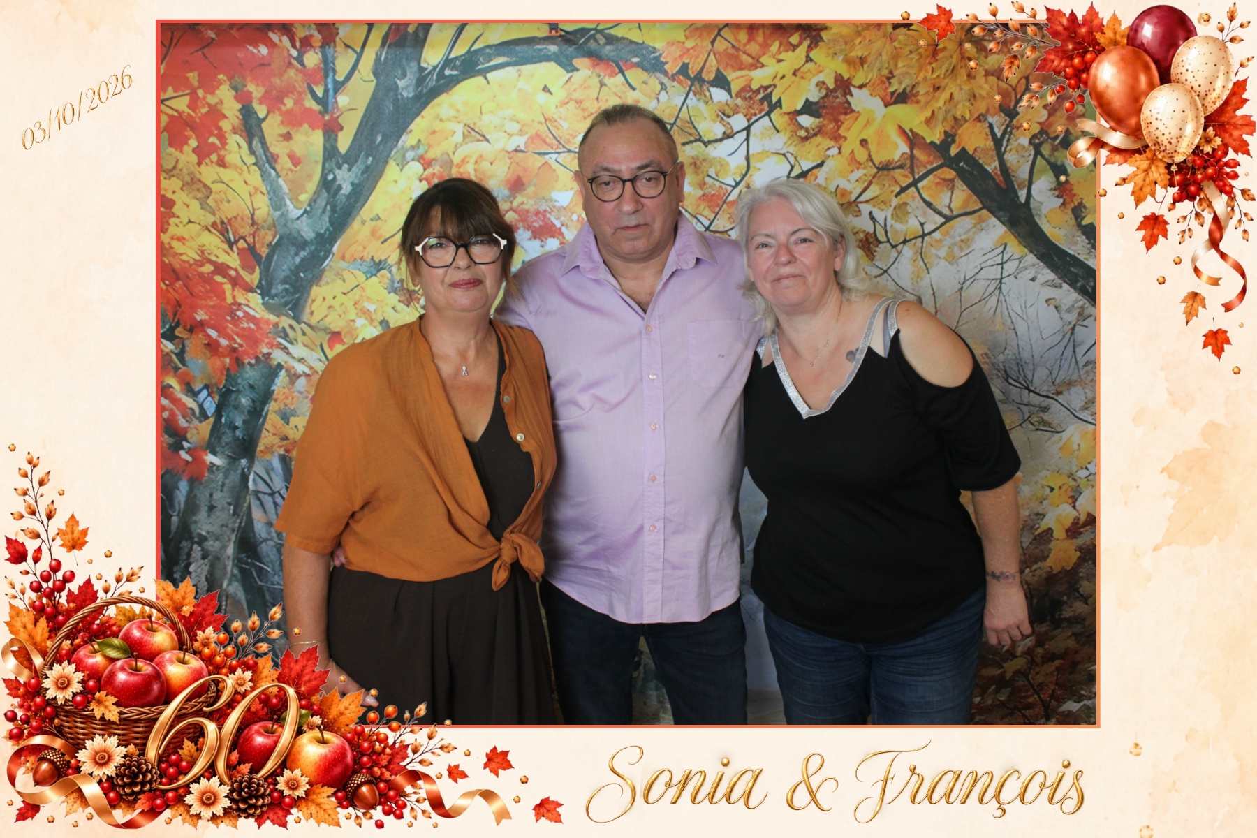 Photobooth Cattenom – design automnal pour le double anniversaire de Sonia et François